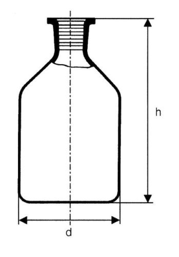 Liquid bottle with normal joint stopper, white or brown glass