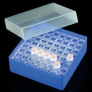 Rack for microtubes and cryotubes, 8x8, round, blue