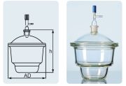 Vacuum desiccator with junction tube in the lid, and flat flange, DN: 250