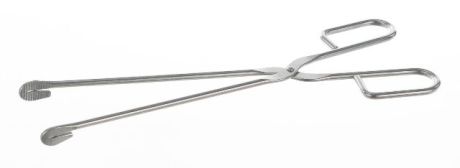 Tong with a straight handle, bent back, flattened end