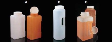 Liquid bottle with handle, screw cap, in several designs