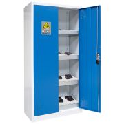 AZ300BLI Safety cabinet for storing lithium batteries, blue, 2 doors, 4 shelves, 4 fireproof pads, 1950 x 930 x 500 mm