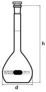 Mérőlombik, 500 ml, B jelű, 19/26 NS üvegdugóval