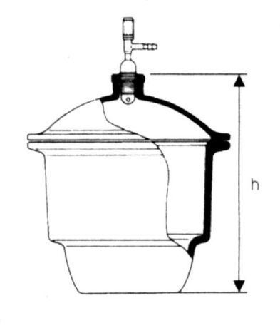 Vacuum desiccator with junction tube in the lid, and flat flange