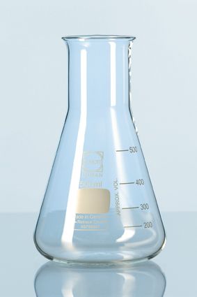 Erlenmeyer flask, wide neck with graduatin, Duran brand