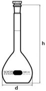 Mérőlombik, B jelű, 200 ml, 14/23 NS műanyag dugóval