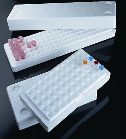 Styrofoam rack with lid for freezing for micro and cryotubes