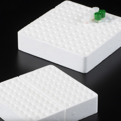 Styrofoam rack with lid for freezing for micro and cryotubes
