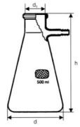 Filtering flask with plastic hose connection, Erlenmeyer shape, 100 ml, Duran
