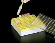Cryovial rack with lid, PP, 9x9 holes, blue