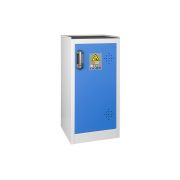 AZ50BLI Safety cabinet for storing lithium batteries, blue, 1 door, 2 shelves, 2 fireproof pads, 1000 x 500 x 500 mm