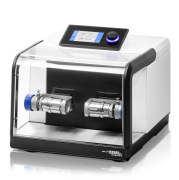 MM 400 vibrating ball mill for grinding and homogenizing dry and wet samples.