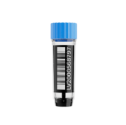 MX500 500 µl cryotube with external thread, bottom 2D code, side 1D &  HR code, blue cap, sterile, bulk, 4800 pc / case