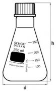 Erlenmeyer flask with screw cap, GL 32, 500 ml, made of 3.3 Borosilicate glass