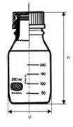 Laboratóriumi üveg kupakkal, 250 ml, BORO 3.3 barna üvegből