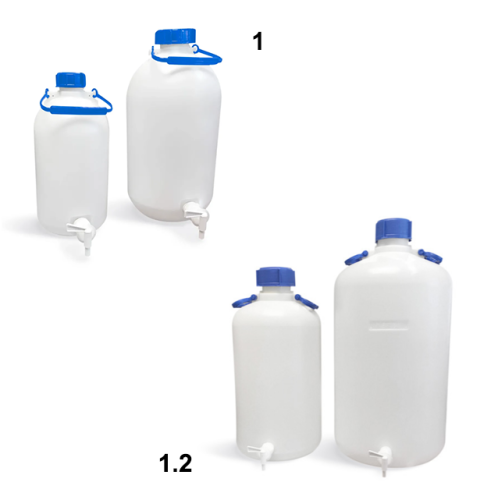 Liquid balloon with tap, handle, screw cap and insert