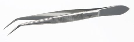 Bent forceps for laboratory purposes