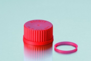 Screw cap for laboratory bottles, red, PBP, GL45