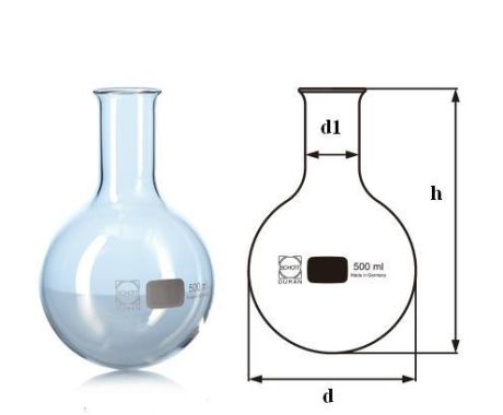 Round bottom flask, narrow neck, DURAN