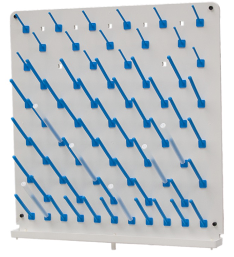 Laboratory equipment drying rack, wall mountable, in two designs