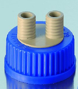 Threaded cap GL45 with two GL14 ports