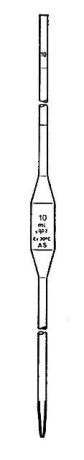 Volumetric pipette, two mark, class A with a German certification mark
