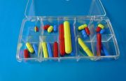 PTFE Stirrer Bars, Boxed Assortments, 24 Colored Octahedral (Red, Blue & Yellow)