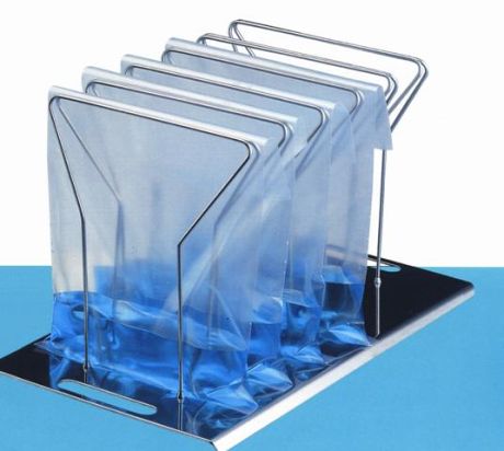 Stand for 6 stomacher bags, with spring fastening