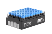 XLX2000 2 ml cryotube with external thread, bottom 2D code, TLM compatible, blue cap, aseptic, automation-friendly rack with left-side code, 48 pc x 10 rack / case