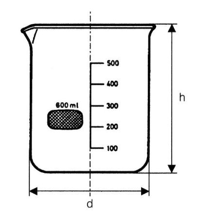Low form beaker with graduation and spout