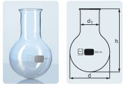 Gömblombik, 1.000 ml, bőnyakú, Duran üvegből