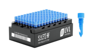 LI1000 1 ml (tissue) cryotube with internal thread, bottom 2D code, side 1D &  HR code, blue cap, aseptic, standard rack with left-side code, 96 pc x 50 rack / case