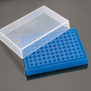 96 well PCR rack, with transparent lid, yellow