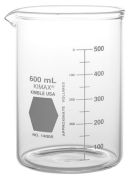 Beaker, Low Form, with graduation and spout, 600 ml, Kimble-Rasotherm