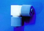 PTFE Connector, Right Angle Connector - Screw Lock, Tube ? 6mm, Bore 2 mm