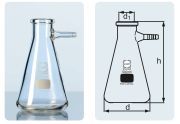 Filtering flask with glass hose connection, Erlenmeyer shape, 500 ml, made of Duran glass