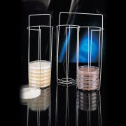Petri dish basket, 2 sections, holds up to 32 dishes