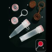 Cap for screw thread mictorube, with loop, brown, 1.000 pc/case
