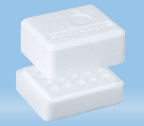 Styrofoam rack with lid for freezing for micro and cryotubes