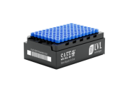 LX1000 1 ml cryotube with external thread, bottom 2D code, TLM compatible, blue cap, aseptic, automation-friendly rack with left-side code, 96 pc x 50 rack / case