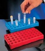 Cryovial rack for skirted cryovials, PP, 10x5 holes, blue