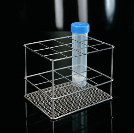 Rozsdamentes kémcsőállvány, dróthálós