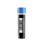 XLX1800V 1.8 ml cryotube with external thread, bottom 2D code, side 1D &  HR code, blue cap, sterile, bulk, 2400 pc / case
