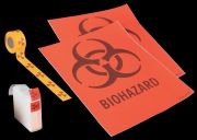 ! Címke, nyomtatott, BIOHAZARD felirattal, 200x250 mm,