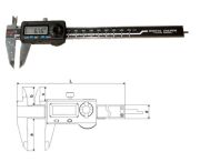 Digitális tolómérő, vízálló IP54, 150 mm, 0,01 mm