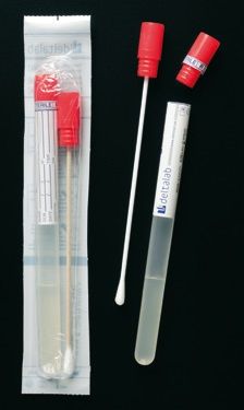 Transport media, sterile, labeled, with sampling swab, also for Covid-19!